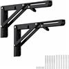 Cycayit 2 Pezzi Reggimensola Pieghevole 450 mm in Acciaio Verniciato Nero, Staffe per Mensole Salvaspazio, Supporto da Parete per Tavolo Ribaltabile, Banco da Lavoro, Cucina, Garage, fino a 90 kg