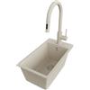 PRIMAGRAN Lavandino da Cucina Tutto Beige 28x50cm, Lavello in Granito a 1 vasca + Rubinetto 40x20cm + Set di accessori, Lavabo da Cucina Incasso al Mobile 30cm - Riga S026