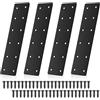DHSWNNG 4 Pezzi Piastra Forata, 27,5 x 5 cm Nere Piatte Lamiera Forata con 48 Viti Piastre Perforate in Metallo con 12 Fori Staffe Per Fissaggio di Connettori in Legno