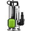 BAKAJI Pompa Immersione Pompa Sommersa Elettropompa Acque Scure Sporche e Pulite Con Galleggiante 1100 W Profondità di Immersione 7 M Lunghezza Del Cavo 10 M Motore in Acciaio