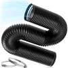 Warmfay Tubo di ventilazione in alluminio e PVC, 125 mm, 1 m, flessibile per asciugatrice, colore nero, con 2 morsetti in acciaio inox, per asciugatrice, cappa aspirante