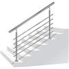 Aufun Ringhiera per scale Ringhiera per corrimano in acciaio inossidabile per scale, interni ed esterni, balcone, parapetto, argento, lunghezza: 200 cm, con 5 traverse