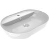 ERCOS Lavabo D'Appoggio In Ceramica Ovale , Lavabo Bagno Colore Bianco Lucido Con Troppopieno Integrato, Dimensioni 616X415 MM