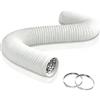 Aygrochy Tubo di scarico in PVC da 75 mm, tubo di ventilazione da 6 m, con 2 fascette stringitubo in acciaio inox, per aria condizionata, asciugatrice, ventilatore di scarico, cappa aspirante, sistema