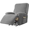 WWQQKJ Copripoltrona Elastico Relax Velluto, Copripoltrona Relax Reclinabile 4 Pezzi Morbido Copripoltrona Relax Antiscivolo Copripoltrona Reclinabile con Tasche per Soggiorno(Dark Gray)