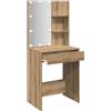 vidaXL Toeletta con LED Rovere Artigianale 60x40x140 cm, toeletta con Specchio, tavolino, Tavolo da toeletta, specchiera, Tavolo da Trucco