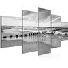 Runa Art - Quadri Spiaggia Mare 200 x 100 cm 5 Pezzi XXL Decorazione Murale Design Nero Bianco 025251c