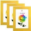 MG Design Set da 3 cornici portafoto 9 x 13 cm - Cornici in legno Giallo con vetri acrilici infrangibili, verticale e orizzontale, da appendere e da appoggiare