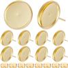 Beebeecraft 1 scatola 50 pezzi 16mm Cabochon Orecchini Vuoti 18K Placcato Oro Acciaio Inossidabile Orecchini A Perno Risultati Vassoio Rotondo Bezel Cup Impostazioni Orecchini Post e Retro per Kit per