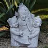 FABRIQ Bambini giapponesi con figura Koifisch 47 cm - Scultura in cemento fatta a mano, resistente al gelo, massiccia, in pietra artificiale, giardino Zen