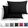 Alreya Set di 2 Federe per cuscini in Raso Makò, 50 x 75 cm, al 100% in cotone, colore nero, con chiusura lampo, morbidissime, certificate Oeko-TEX®, la confezione include solo le federe