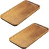 Zfseyuh 2 pezzi vassoio rettangolare in legno di acacia, vassoio di servizio, decorativo per il bagno, per tavolo, stoccaggio, 20 cm