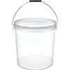 Garronda Secchio di plastica con Coperchio 20 L per la conservazione di Prodotti Alimentari e chimici Contenitore Plastica con Coperchio GD-0116 Trasparente 5 Pezzi