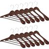 MELA'S Wooden Wide Clothes Hanger, Natural Wood, Pack of 12, Non-Slip, for Stable Jacket, Suit, Shirts, Extra Wide Shoulders, Trouser Bars, 45 x 23 x 5.5(Walnut)