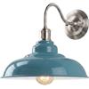LEDSone Applique da parete in stile industriale vintage, paralume curvo da 32 cm, lampada rustica E27, per arredamento di casa, comodino da camera da letto, soggiorno, corridoio (Ciano Blu)