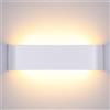 Lightess Lampada da Parete LED Interni 12W Applique da Parete Interno Moderno Lampada a Muro Luce per Camera da Letto Scale Corridoio, 30cm Bianco Caldo