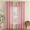 EMEMA Tende Lino Trasparente con Occhielli Tenda a Traslucido Tende Moderne a Vela per Porte Balcone Adatte per Soggiorno Camera da Letto 2 Pannelli 140x175 cm Rosa