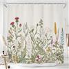 Riyidecor Tenda da doccia botanica con fiori selvatici, decorazione per il bagno, 183 x 182 cm (larghezza x altezza), fiori floreali, erbe, foglie verdi, set decorativo da bagno, accessori da bagno,