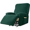 WWQQKJ Copripoltrona Elastico Relax Velluto, Copripoltrona Relax Reclinabile 4 Pezzi Morbido Copripoltrona Relax Antiscivolo Copripoltrona Reclinabile con Tasche per Soggiorno(Dark Green)