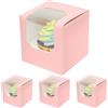 Gcardist Rosa Auto-Pop-up Cupcake-Boxen Contenitori singoli per cupcake 15 pezzi 8,9x8,9x8,9cm (15 scatole + 15 inserti, 3,5x3,5x3,5 pollici)