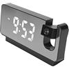 Bewinner Sveglia LED con Proiezione per Camera da Letto, Orologio Digitale con Proiettore Regolabile 180°, Visualizzazione Data Temperatura, Proiezione su Parete e Soffitto, Porta USB Ricarica (Nero)