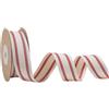 GORGECRAFT Nastro A Strisce di Cotone 10 YdsX25mm Tessuto Rosso e Bianco Naturale Fettuccia Bifacciale Confezione Regalo Floreale Grosgrain per Artigianato Cucito Natale Festa di Compleanno