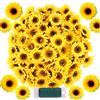 Woohome 120 Pz Fiori Artificiali Girasoli Finti, 2 Taglia Teste di Girasole di Seta Artificiale in Giallo, Teste Floreali Girasoli Finti Pianta Artificiale per la Decorazione Domestica Festa Nuziale