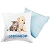 almatex Cuscino Personalizzato con Nome, 40x40, Sfoderabile e Lavabile con Morbida Imbottitura- Idea Regalo per Compleanno, Natale, (COPPIA CA_GT AZZURRO)