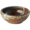 Wazakura Minoyaki Vaso per Fiori Ikebana Rotondo Smaltato, Realizzato in Giappone, Dipinto a Mano per Composizioni Floreali (Striche Bianche e Terracotta)