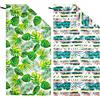 Hexify Telo Mare xxl set da 2-90 X 180 cm, Telo Mare Grande in Microfibra ad Asciugatura Rapida, Telo da Bagno Senza Sabbia, Coperta da Spiaggia da Donna (Verde + Strisce)