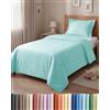 CGK Unlimited Copripiumino Singolo 140x200 cm Azzurro Spa 2 pezzi - Copripiumino 140x200 cm e 1 Federa 65x65 cm - Microfibra Spazzolata - Anti-Grinze e Traspirante, Ipoallergenica, Certificata OEKO-TEX Standard 100