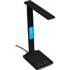 Generico LAMPADA LED DA TAVOLO RICARICARIBILE 6 IN 1 CON SVEGLIA TIMER E TEMPERATURA CON RICARICA RAPIDA WIRELESS 25W (NERA)