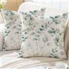 ViaElayu Federe Cuscini Divano 45x45 Eucalipto Cuscino Divano da Esterno Foglie Verde Acquerello Fodere Cuscini Decorativi Copricuscini da Giardino Verde Menta per Federa Cuscino Set di 2