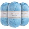 Utopia Crafts Softease - Filato per lavoro a maglia e uncinetto, 3 pezzi, 100 g (blu sereno)