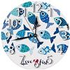 AOOEDM Orologio da parete con pesci blu senza ticchettio, simpatici animali marini orologi da parete rotondi con pesci marini funzionanti a batteria per l'arredamento della camera da letto del soggiorno