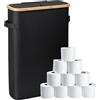Luabue 42L Contenitore Porta Carta Igienica con Coperchio Nero Impermeabile Cestino per Carta Igienica per Bagno e Casa Rotoli di Carta Igienica e Accessori