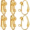 Beebeecraft 1 Scatola 36 Pezzi Connettori per Orecchini A Clip Placcati in Oro 18K Intercambiabili Non Forati Clip su Componenti per Orecchini con Anello Aperto Parte Posteriore Piatta per Creazione