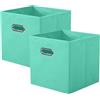 powerking Contenitore contenitore di stoccaggio in tessuto, 2 Pack pieghevole panno di stoccaggio Cube Organizer Cassetto con maniglia in metallo per armadio e giocattoli di stoccaggio, Verde Menta