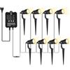 KWODE Illuminazione da giardino a LED per esterni, con funzione timer e sensore, 5 W, dimmerabile, luce bianca calda, 3000 K, 8 pezzi, IP65, impermeabile per esterni, giardino, terrazza, albero