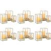 NUPTIO Uragano Portacandele in Vetro - 18 Pezzi Lanterna Oro Vetro Temperato Camino per Candele Set Esterno Quadrato Decorativo Matrimonio Natale Halloween Ornamenti Soggiorno Camino Tavolo