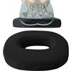 LEKEFETO Cuscino ortopedico rotondo, a ciambella in memory foam, cuscino ortopedico, nero, per promuovere la circolazione sanguigna, allevia il dolore, ufficio, seggiolino auto