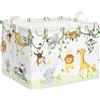 Clastyle Ceste Biancheria Bambini Animale Pianta Cestino Giocattoli Vestiti per Ragazzo Ragazza Cestino Portaoggetti per Bagno Cameretta Bucato, Leone Giraffa Elefante, 40x30x30 cm