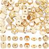 Beebeecraft 1 Scatola 80 Pezzi 8 Stili Perline Distanziatrici Placcato Oro 18K Forme Miste Lisce Cubo Bicono Disco Piatto Rotondo Scanalato Cubo Tondo Perline per Creazione Gioielli Bracciali Collane