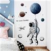 WandSticker4U®- XXL Adesivi murali ASTRONAUTA bambini (84x125 cm) I Sticker grandi muro camera da letto bambini pianeti spazio galassia luna I Decorazioni parete cameretta bambino ragazzo COOL