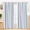 Kzzfqxb 117x138cm Tende moderne 2 pannelli, blu bianco giallo a righe colori uniti stile nordico drappeggiate per finestre per soggiorno camera da letto blu navy uniforme nautico