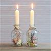 comforder Set di Fiori Secchi in Vetro Con Candele - 2 Pezzi, Vaso e Bottiglie Portacandele Con Fiori Eterni - Regali per Donne (Crema)