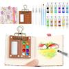 AOOTE Mini Tavole per Acquerelli, Tavolozza Portatile da Disegno Palette Acquerellabili in Legno a 8 Griglie con 12 Colori Acquerello, Album da Disegno, Pennello, Clip in Metallo, per Artisti, Rosa