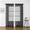 Lotusolution Tende in pizzo nero per camera da letto, 213 cm di lunghezza, eleganti pannelli per tende trasparenti ricamati con rose francesi in pizzo floreale resistente, trattamento per finestra a