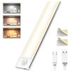 Exsight Luci da cucina con sensore di movimento a LED, 3 colori di regolazione continua, luce notturna ricaricabile USB-C, con striscia magnetica per scale, guardaroba, corridoio, garage