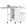 HOMCOM Mobile Asse da Stiro Pieghevole con Ruote e Portaferro da Stiro, Mobile da Stiro Multiuso con Ripiani, Vano Aperto, per Lavanderia, Bagno, 154x55x87 cm, Bianco